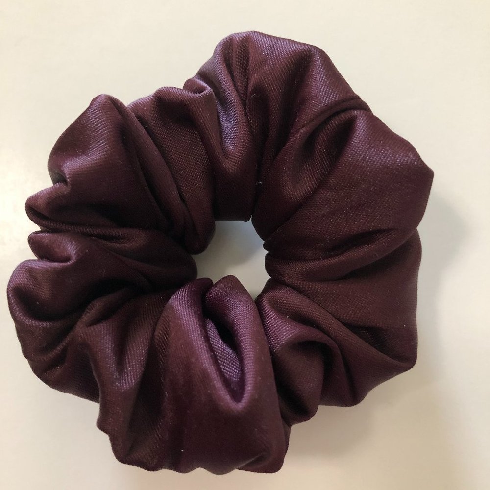 New Handmade Maroon Shiney Mole Skin Fabric Scrunchie with Wide Elastic